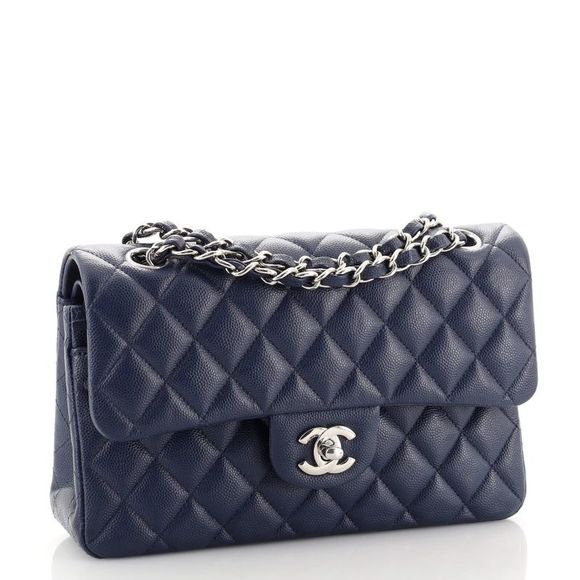 Chanel Classic Double Flap Bag Quilted Caviar Small Blue - Picture 2 of 7